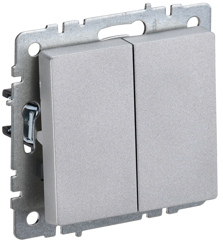 IEK BRITE BASE Алюминий Выключ. 2-кл прох 10А ВС10-2-6-БрА