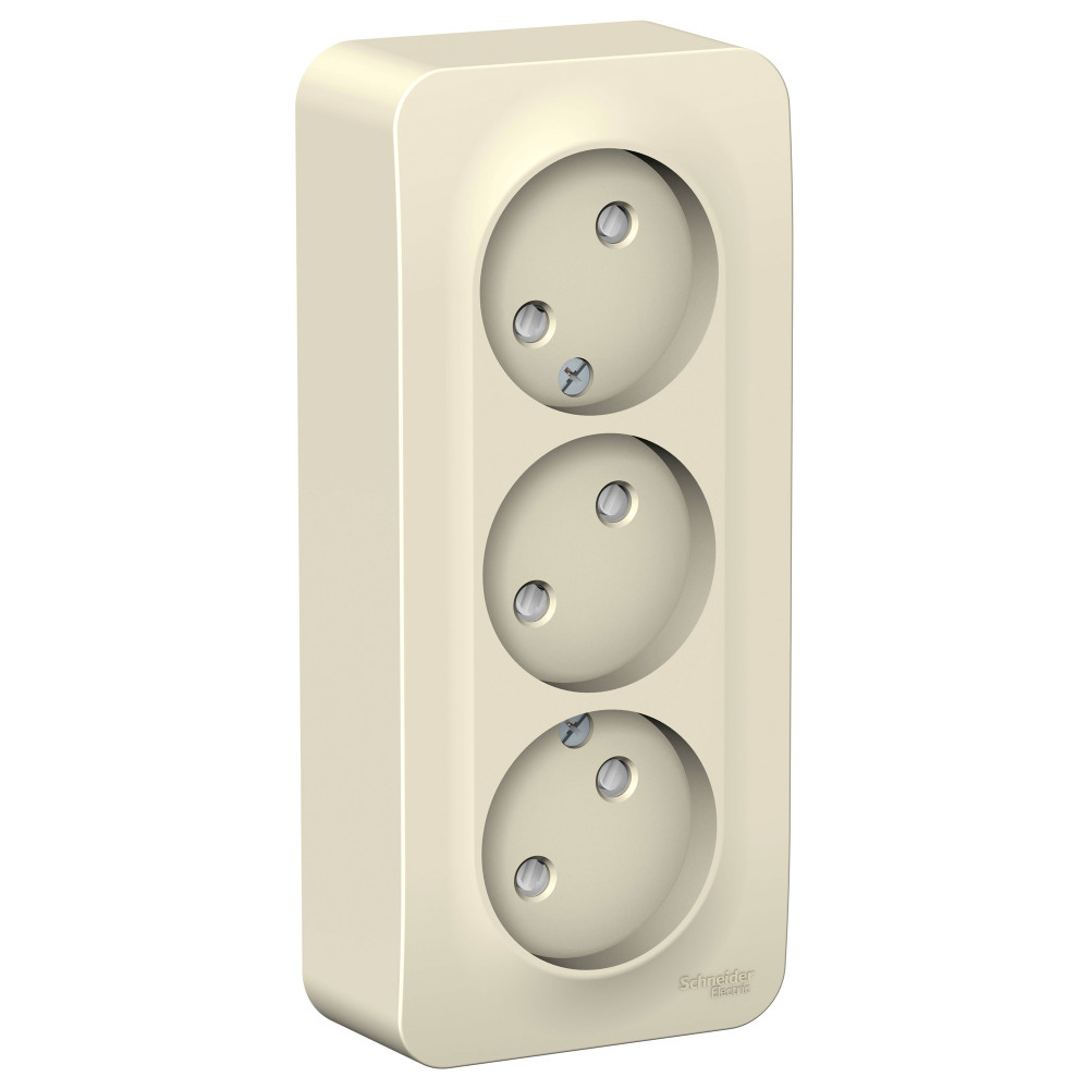 Systeme Electric Blanca наруж Молочная Розетка 3-ая б/з со шторками 16А, 250В, изолир. пластина