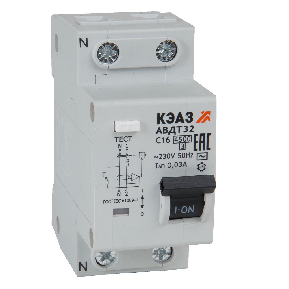КЭАЗ АВДТ с защитой от сверхтоков АВДТ32-22C40-AC-УХЛ4 (2P, C40, 30mA) 4,5кА