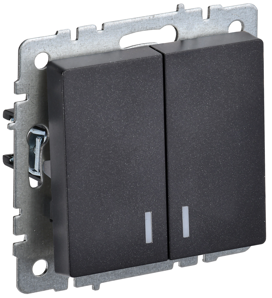 IEK BRITE BASE Черный Выключ. 2-кл с индик 10А ВС10-2-1-БрЧ
