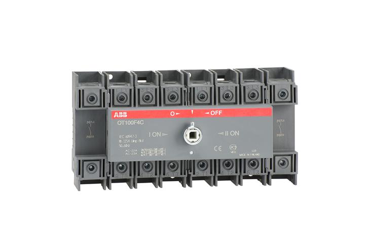 ABB OT100F4C Выключатель-разъединитель реверсивный 4Р 100А без ручки,на DIN-рейку или монтаж. плату
