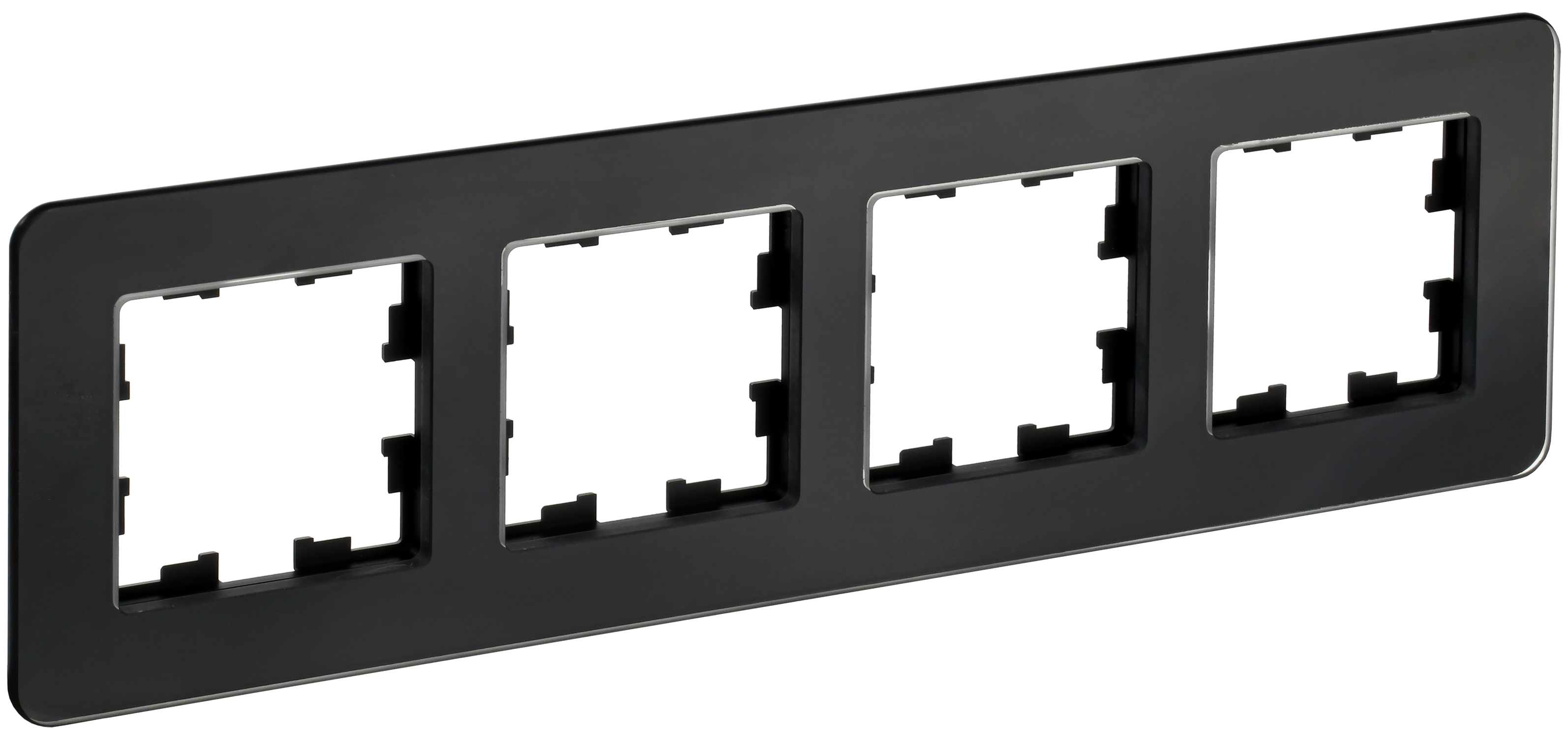 IEK BRITE DECOR  Черный матовый стекло скругл.угол Рамка 4-м РУ-4-2-Бр RE