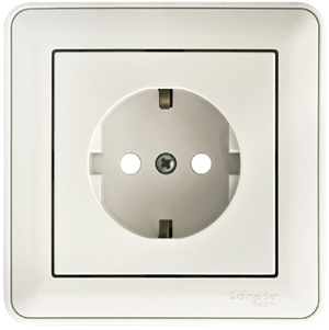Systeme Electric Wessen 59 Бел Розетка с/з с защитными шторками (в сборе, с рамкой)