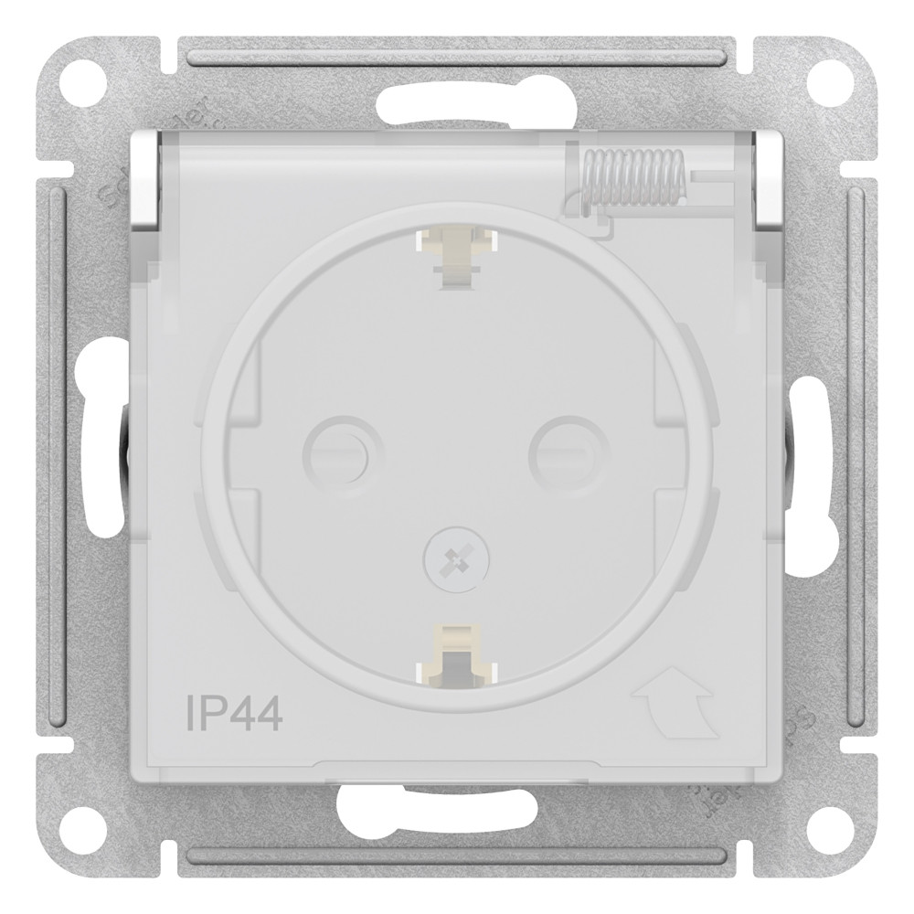 Systeme Electric AtlasDesign Aqua Бел Розетка с/з со шторками с крышкой, 16А, IP44, механизм