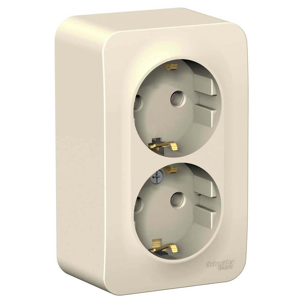 Systeme Electric Blanca наруж Молочная Розетка 2-ая с/з без шторок, 16А, 250В