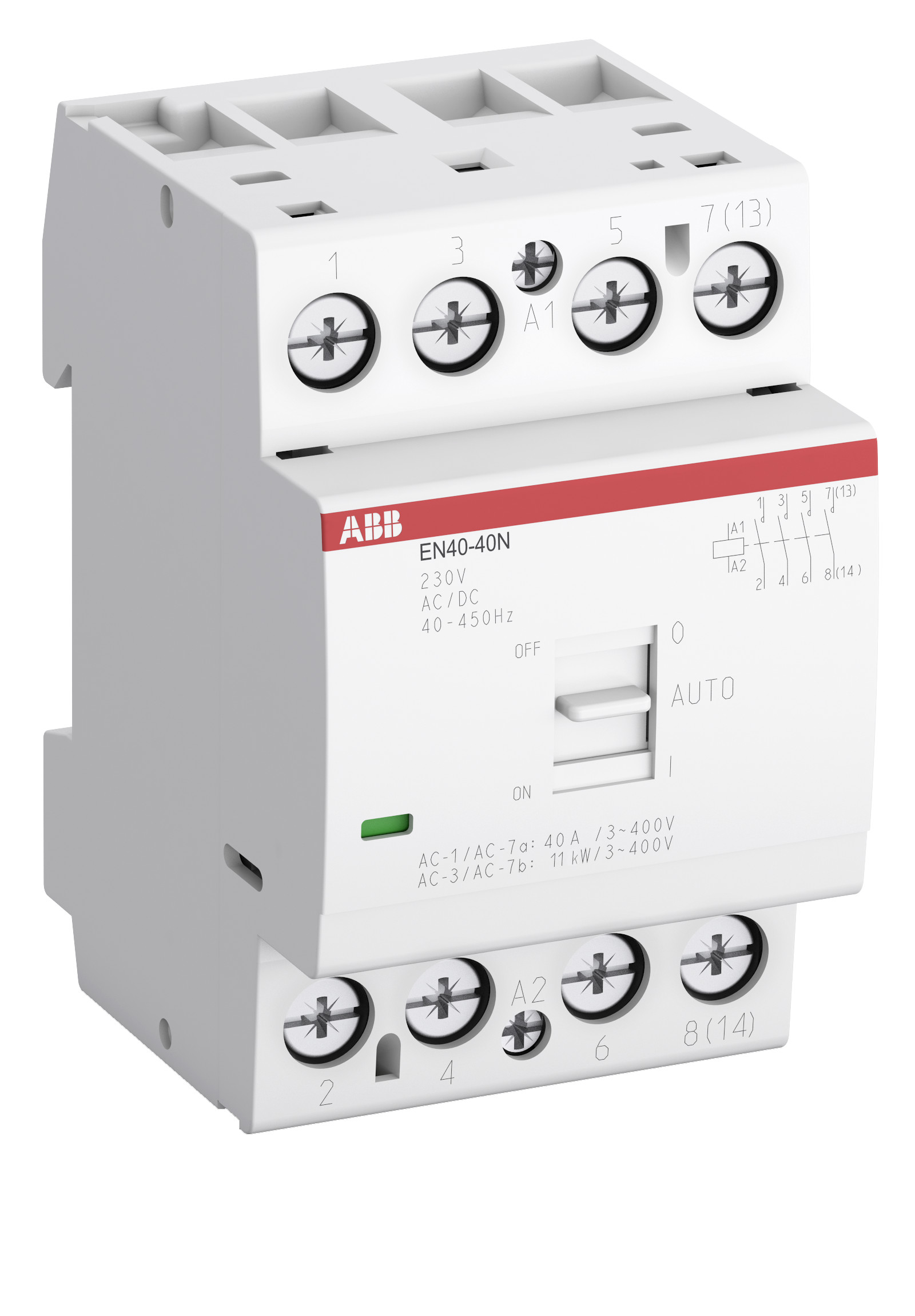 ABB Контактор EN40-20N-06 модульный (40А АС-1, 2НО), катушка 230В AC/DC