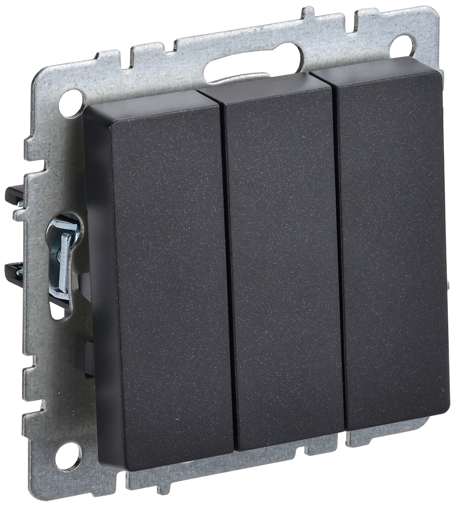 IEK BRITE BASE Черный Выключ. 3-кл 10А ВС10-3-0-БрЧ