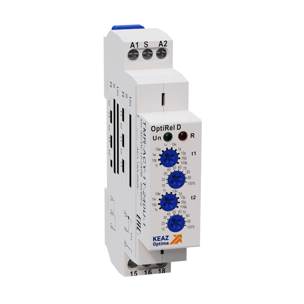 КЭАЗ Реле времени OptiRel D TMR-ACY-1T-240U-1 циклическое 16А 1СО 12-230АС/DC