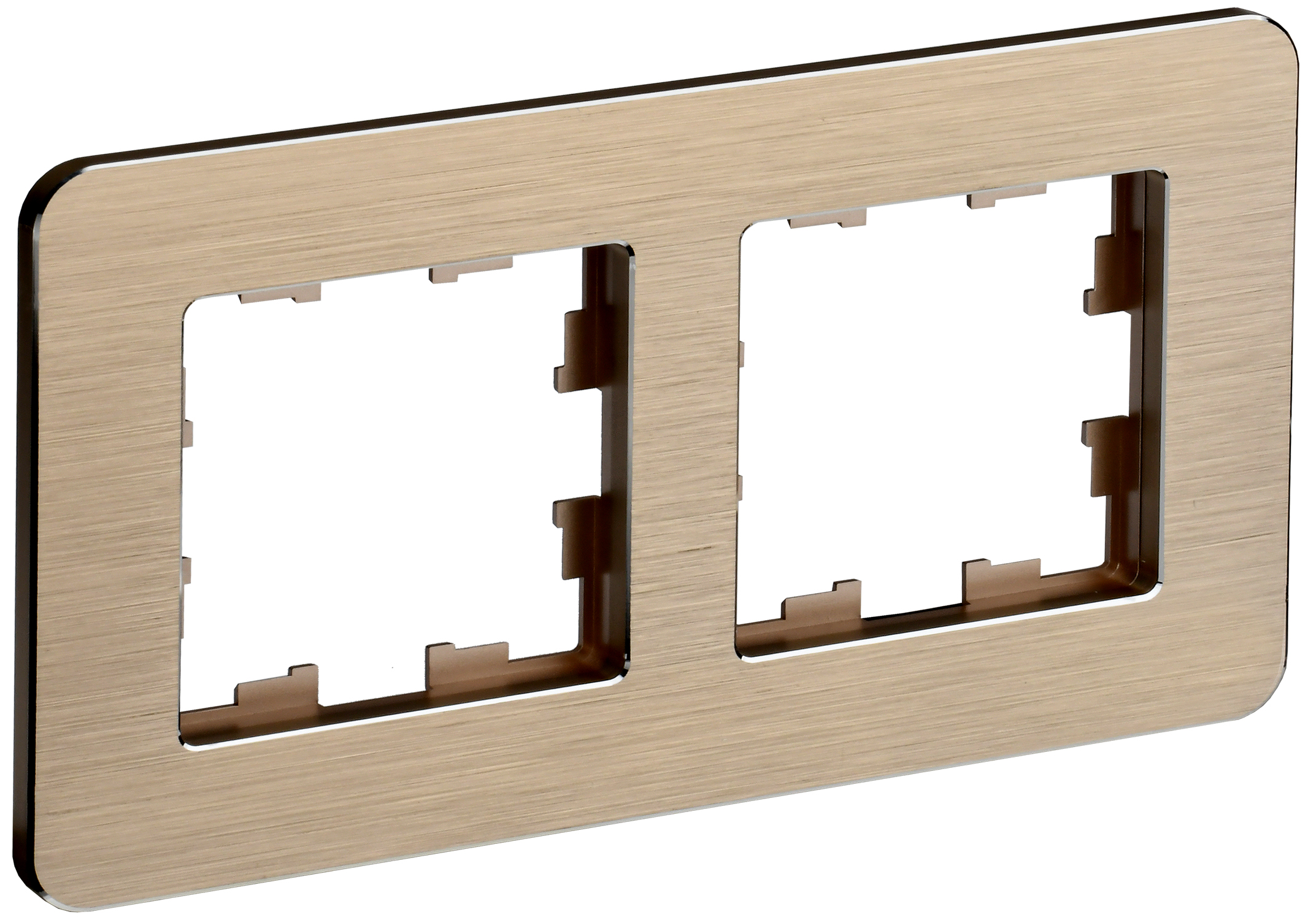 IEK BRITE DECOR Шампань металл. скругл.уголРамка 2-м РУ-2-1-Бр RE AL