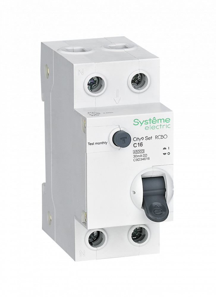 Systeme Electric City9 Set Авт. выкл. диф. тока (АВДТ) 1P+N С 16А 4.5kA 30мА Тип-AС 230В