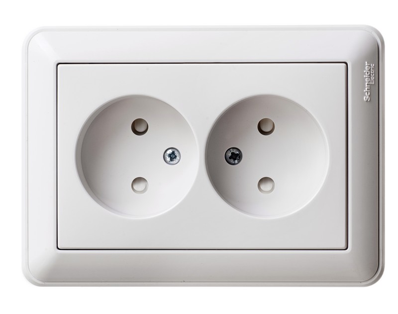 Systeme Electric Wessen 59 Бел Розетка 2-ая б/з (в сборе, с рамкой)