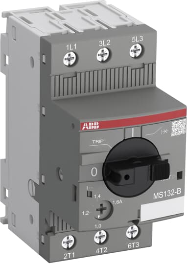 ABB Автоматический выключатель для ЖД транспорта MS132-10B 100кА с регулир. тепловой защитой 6.3A-10А Класс тепл. расцепит. 10