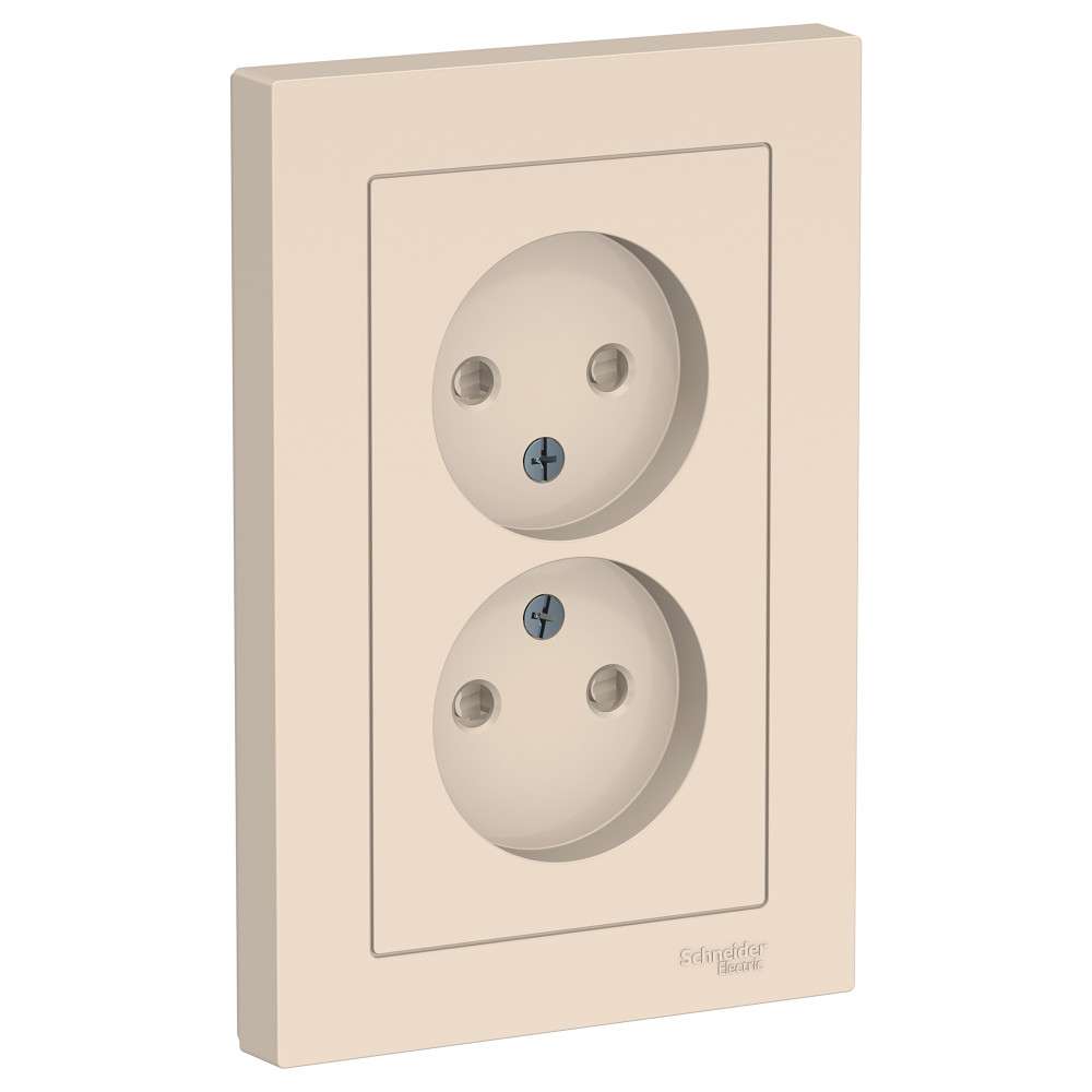 Systeme Electric AtlasDesign Беж Розетка б/з двойная, со шторками,16А, в сборе
