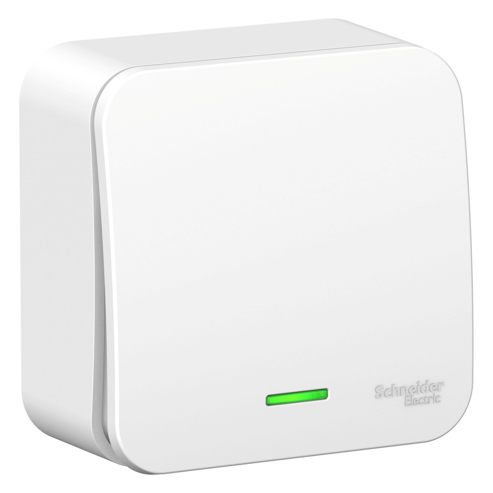 Systeme Electric Blanca наруж Бел Переключатель 1-клавишный с подсветкой 10А, 250B, изолир. пластина