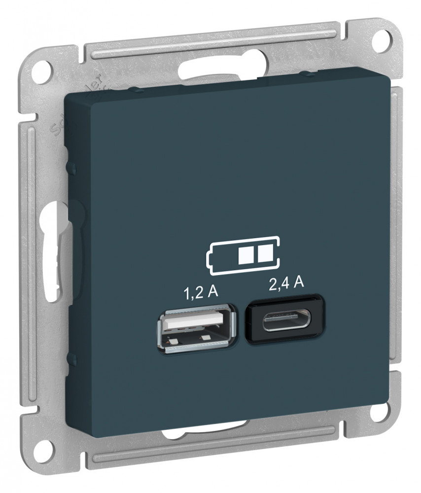 Systeme Electric AtlasDesign Изумруд USB A+С, 5В/2,4 А, 2х5В/1,2 А, механизм