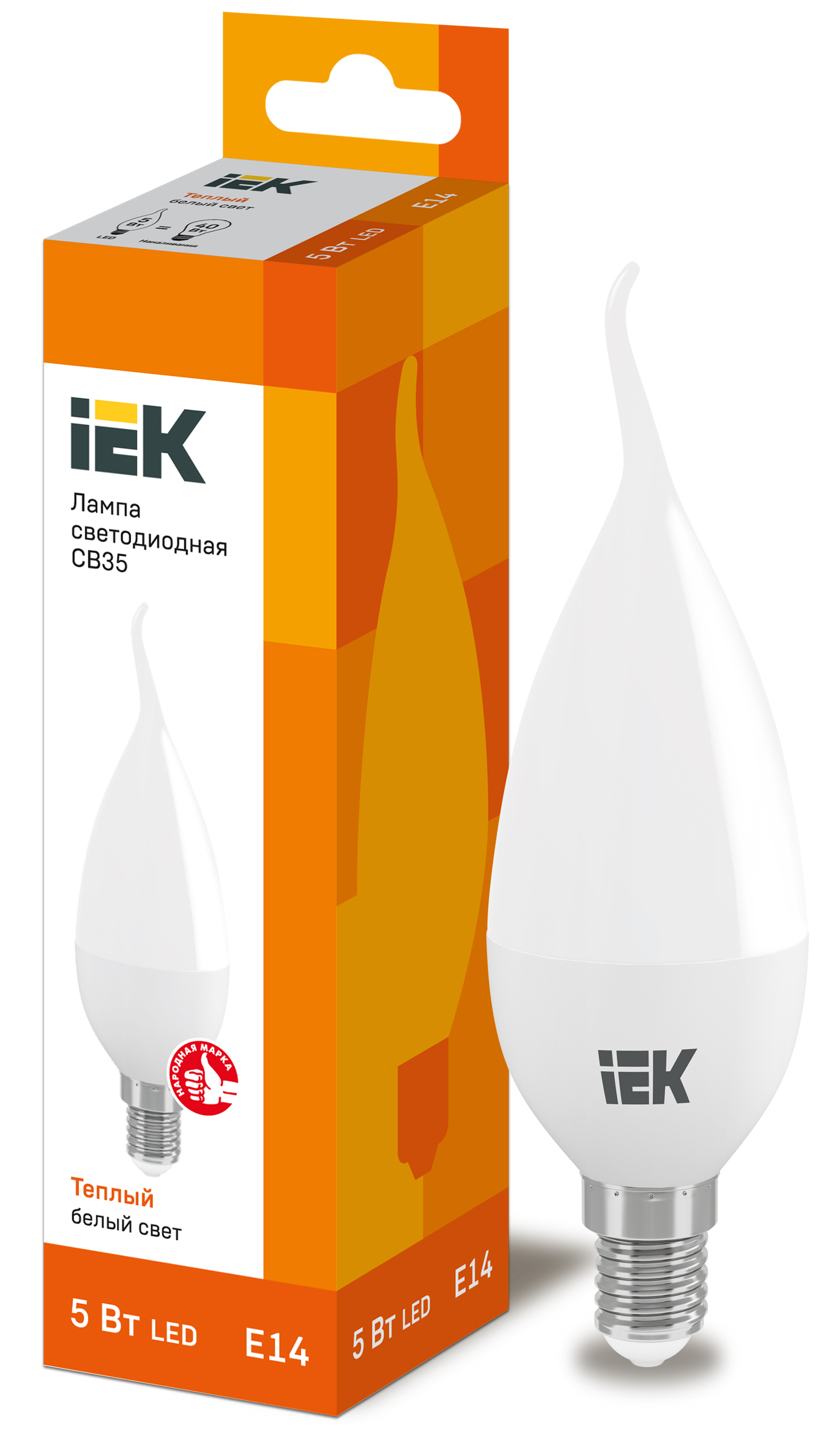 IEK Лампа светодиодная ECO CB35 свеча на ветру 5Вт 230В 3000К E14