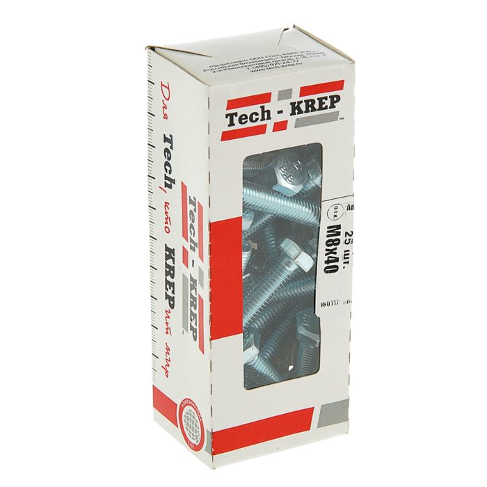 Tech-Krep Болт DIN933 с шестигранной головкой оцинк. М8х40 (25 шт) - коробка с ок. Tech-Kr 105210