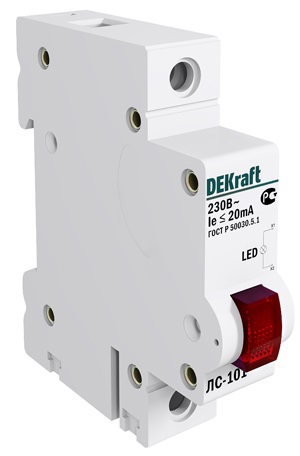 Dekraft Лампа сигнальная на DIN-рейку 1P КРАСНАЯ LED ЛС-101 220В