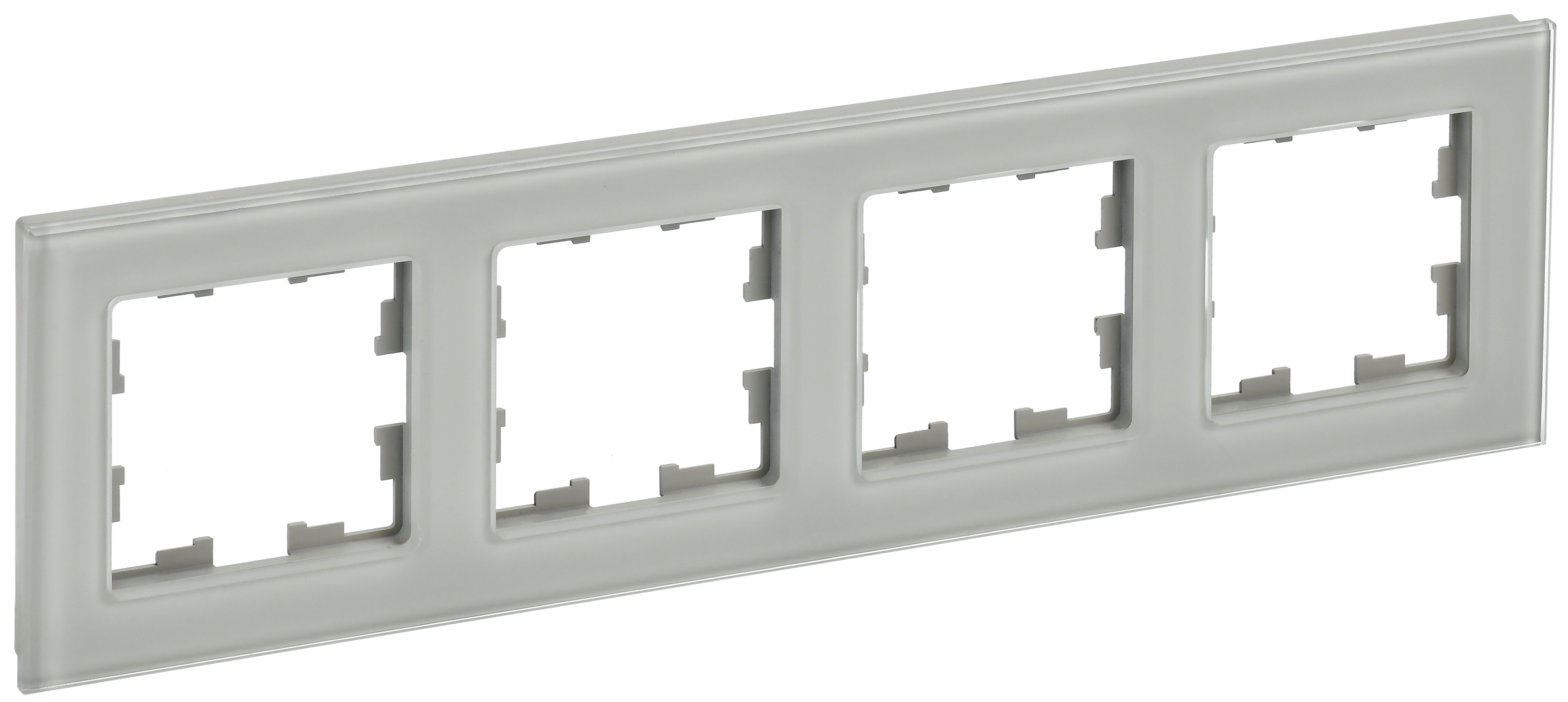 IEK BRITE DECOR Дымчатый глянец стекло Рамка 4-м РУ-4-2-БрД