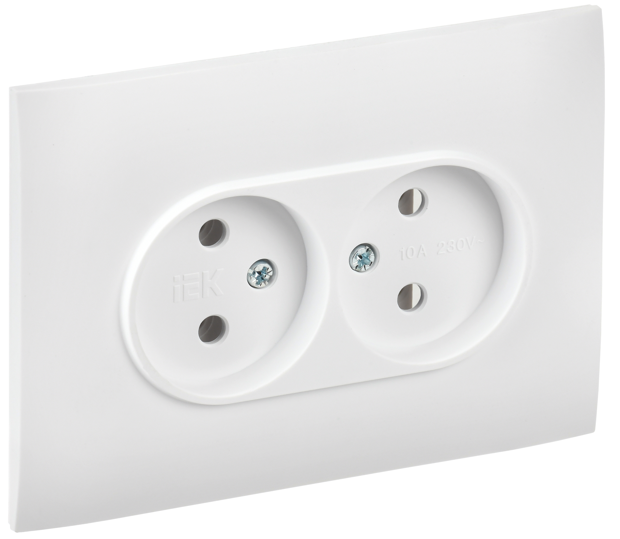 IEK SKANDY Арктический белый Розетка 2-ая б/з 10А в сборе SK-R10W