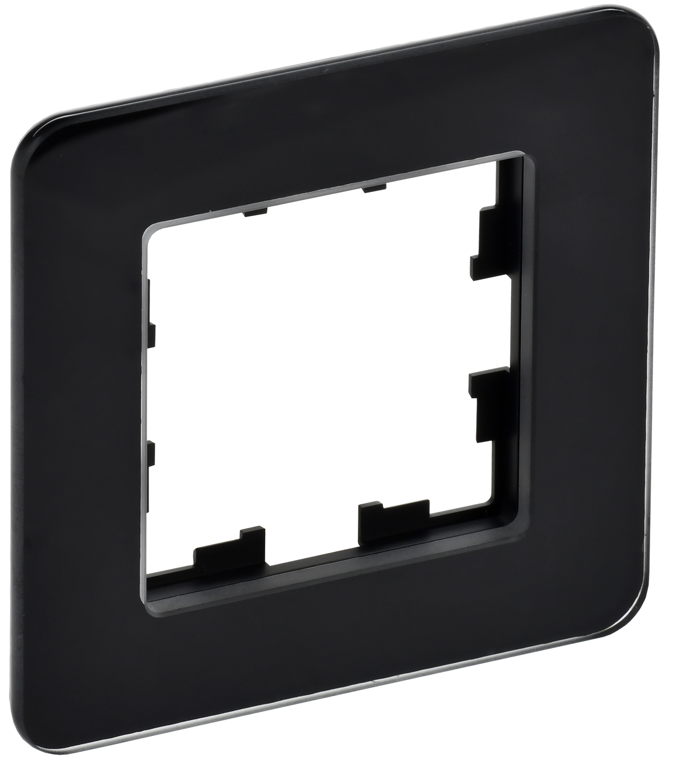 IEK BRITE DECOR Черный матовый стекло скругл.угол Рамка 1-мест. РУ-1-2-Бр RE