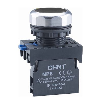 CHINT Кнопка управления NP8-10BN/2 без подсветки черная 1НО IP65 (R)