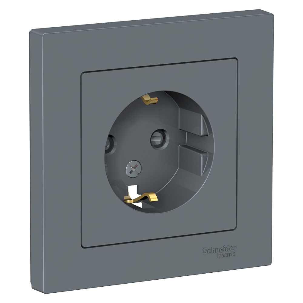 Systeme Electric AtlasDesign Грифель Розетка с/з со шторками, 16А, в сборе
