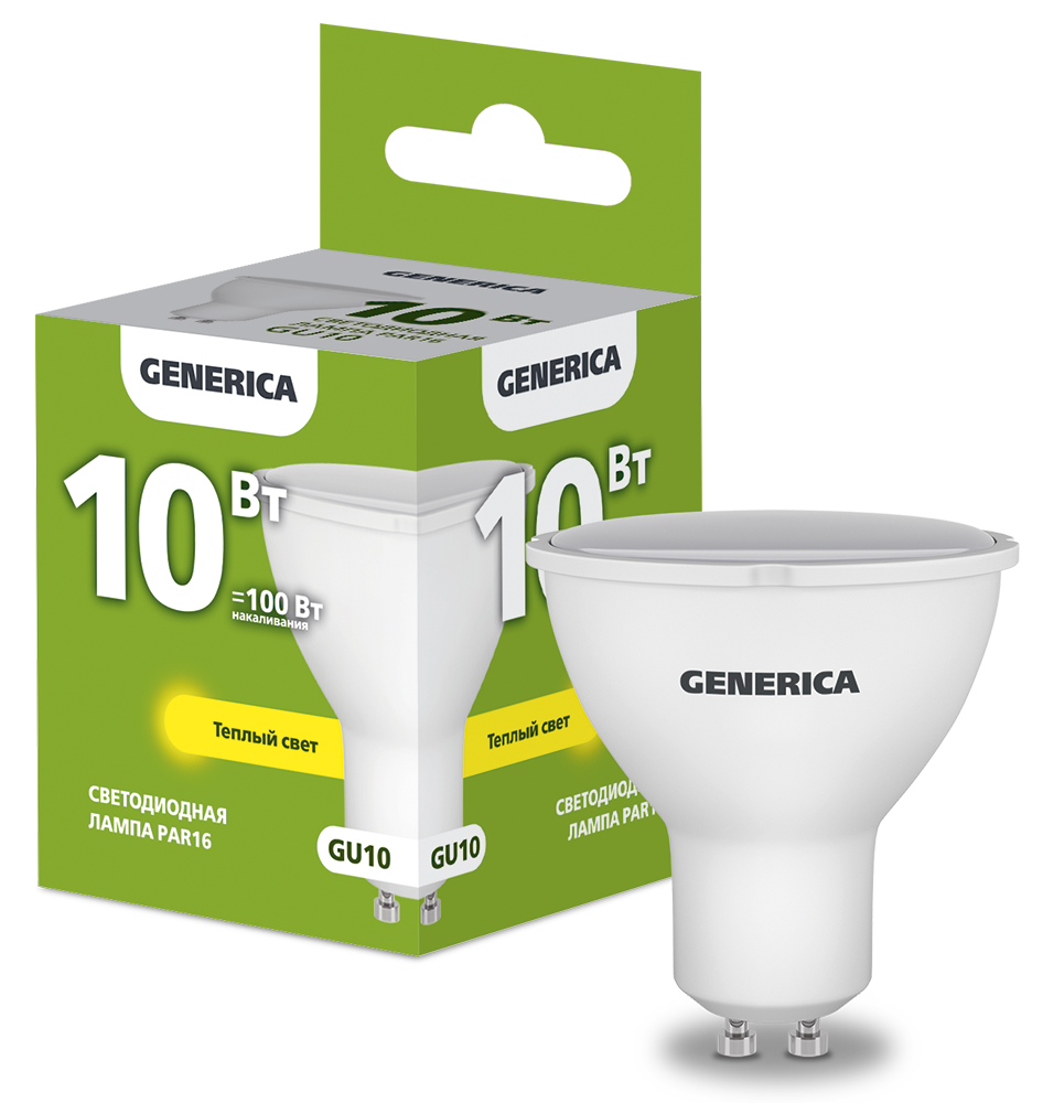 IEK GENERICA Лампа LED PAR16 софит 10Вт 230В 3000К GU10