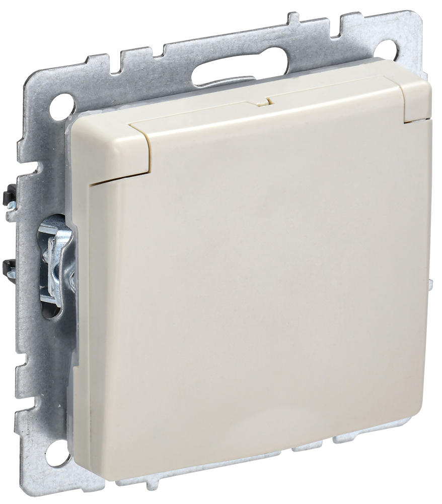 IEK BRITE BASE Бежевый Розетка 1-м с/з с защ шторк и крышк 16А IP20 РСбш10-3-БрКр