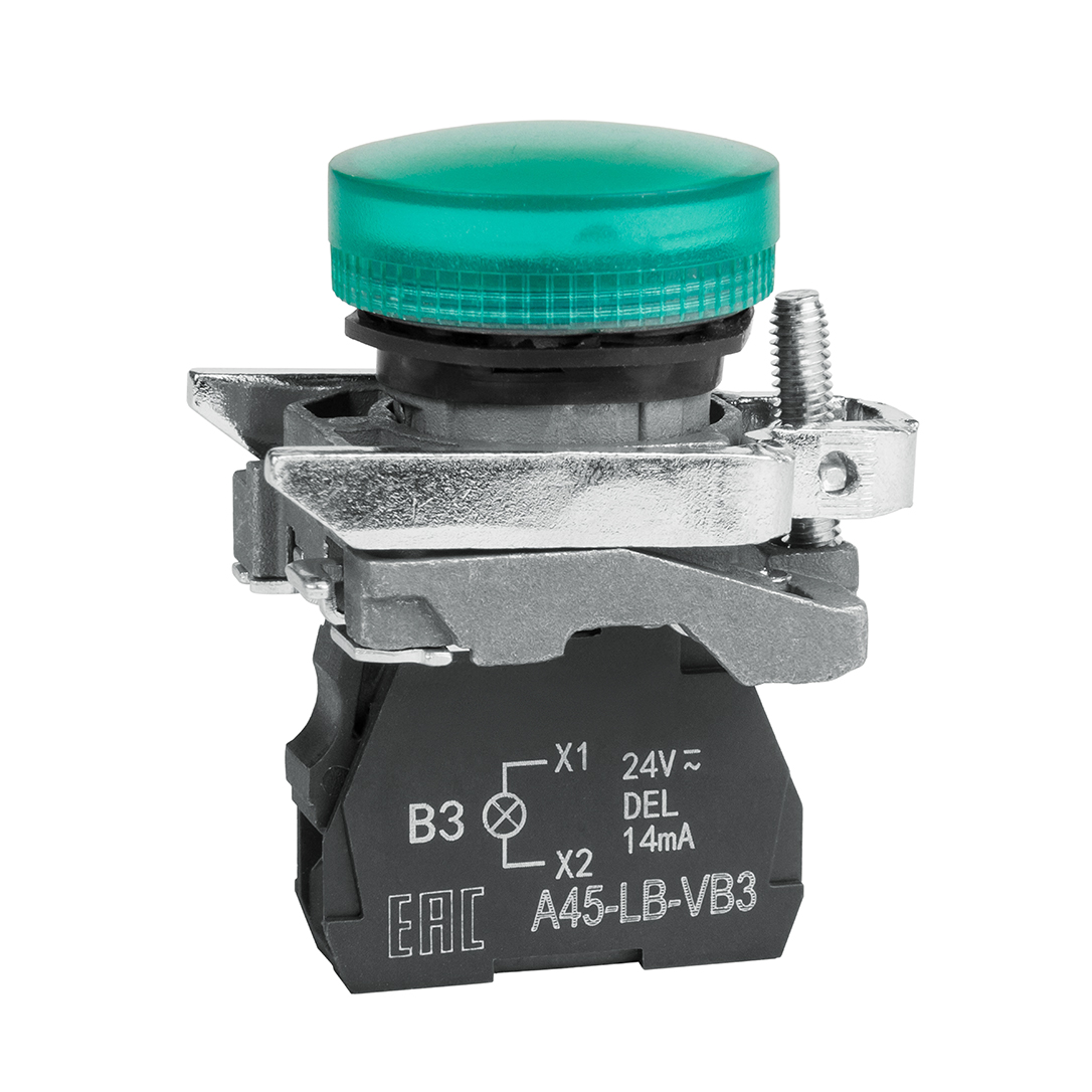 КЭАЗ Сигнальная лампа OptiSignal D22 C4-L-B3 зеленая металл 24VAC/DC XB4BVB3