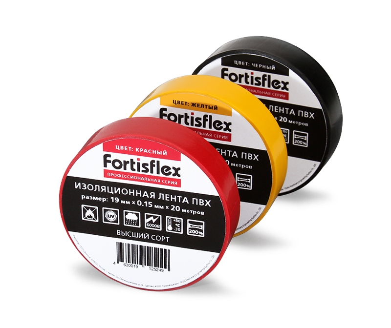 Fortisflex Изолента ПВХ 19x0.18x20 Heavy Duty синяя