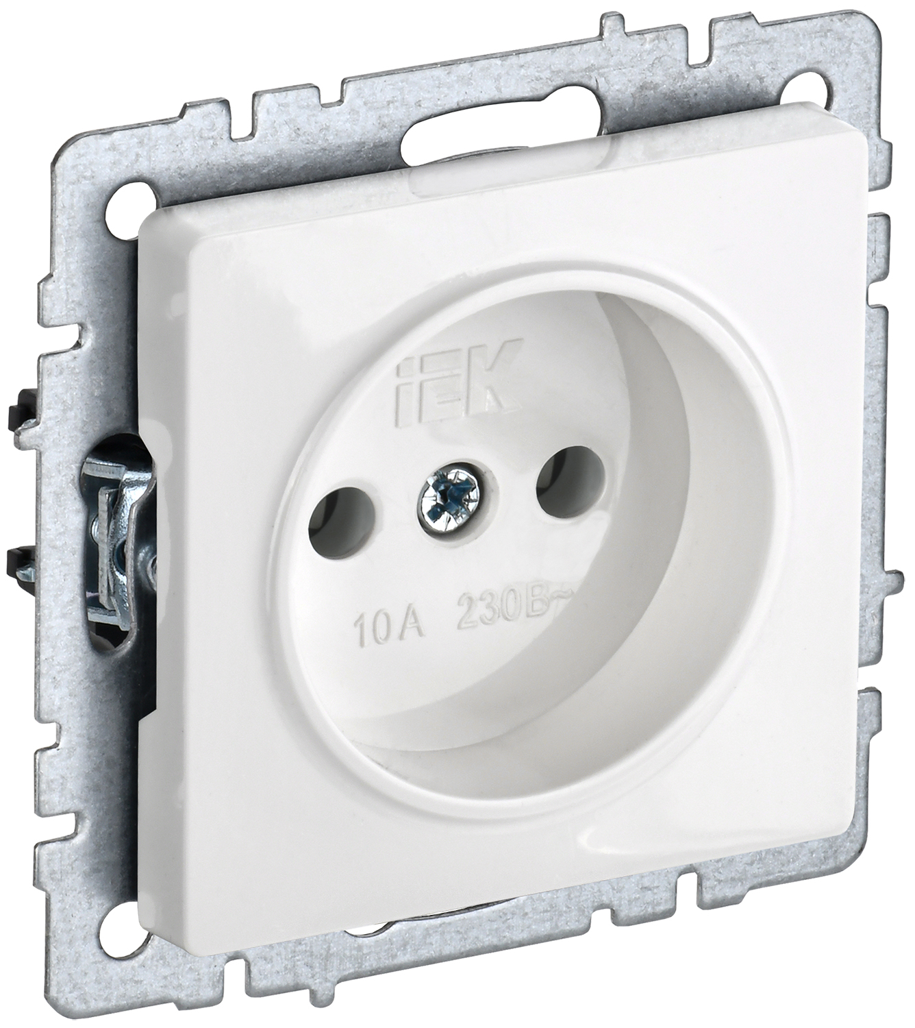 IEK BRITE BASE Белый Розетка 1-м б/з без защ штор 10А РС10-1-0-БрБ