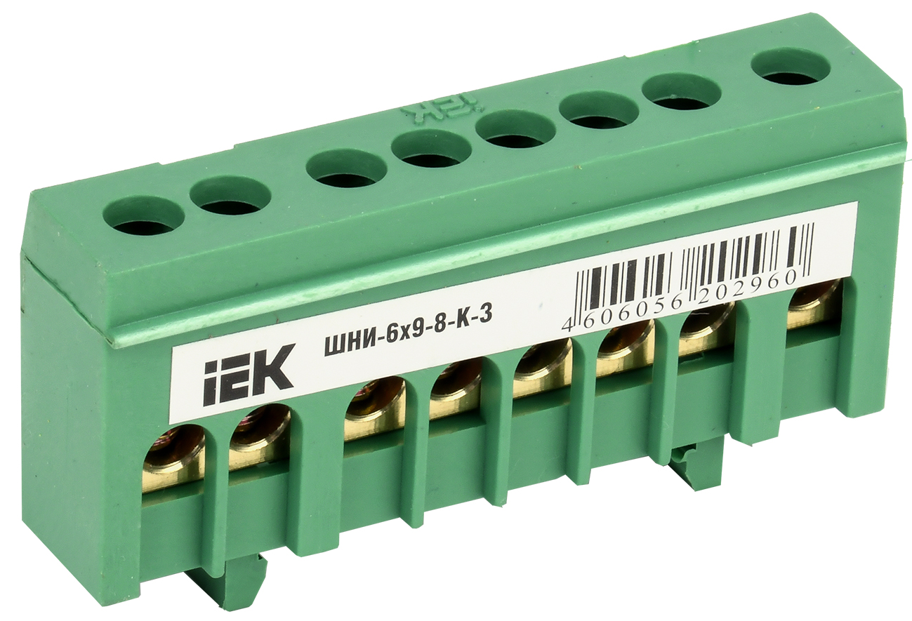 IEK Шина PE земля в корп изол на DIN-рейку ШНИ-6х9-8-К-З