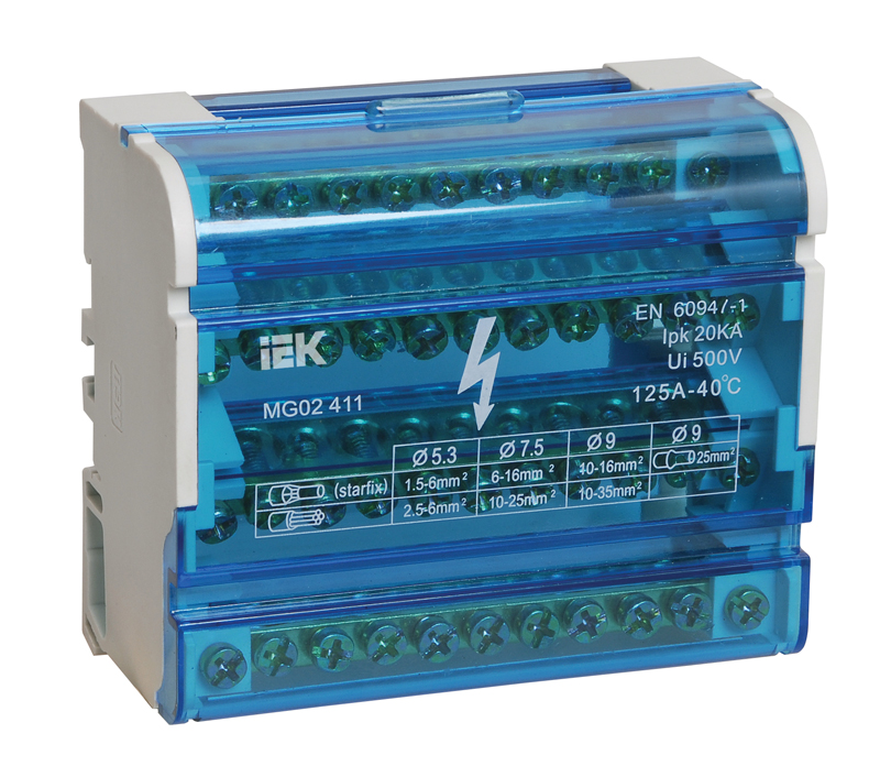 IEK Шины на DIN-рейку в корпусе (кросс-модуль) 3L+PEN 4х11