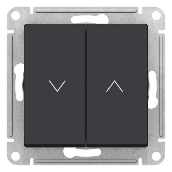 Systeme Electric AtlasDesign 2-клавишный выключатель для жалюзи, 2х сх.4, 10А, мех., карбон