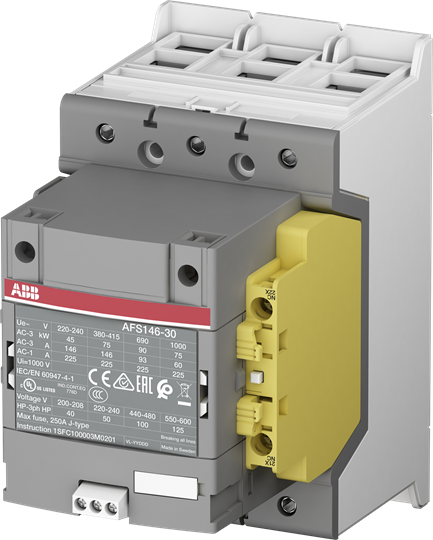 ABB Контактор AFS146-30-12-33 для систем безопасности, с универсальной катушкой управления 100-250В AC/DC с интерфейсом для подключения ПЛК