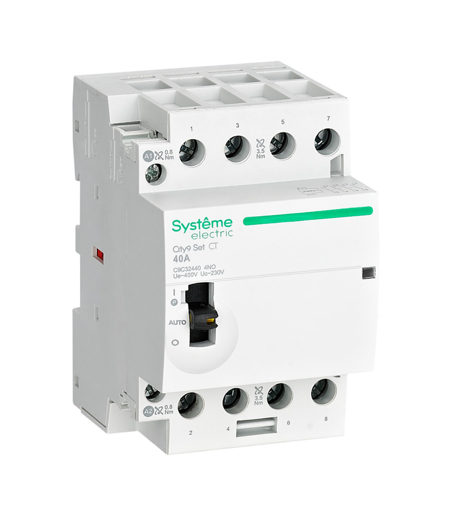 Systeme Electric City9 SET Модульный контактор 4P 4НО 40A, Ручное управление, AC 400В-230В