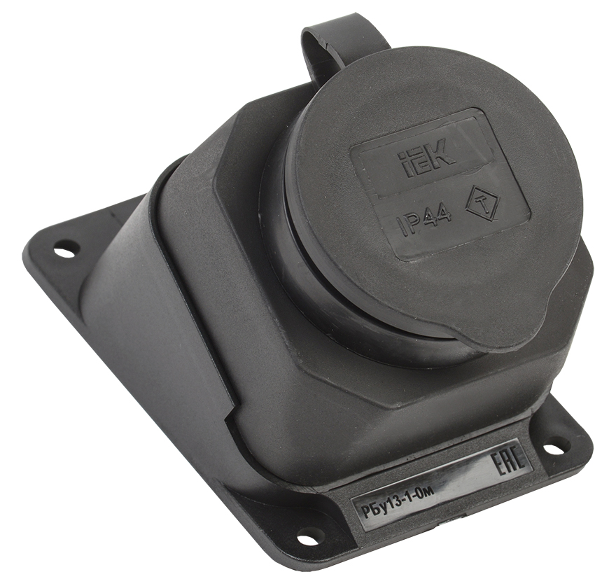 IEK OMEGA РБу13-1-0м Розетка с защитной крышкой угловая настенная IP44