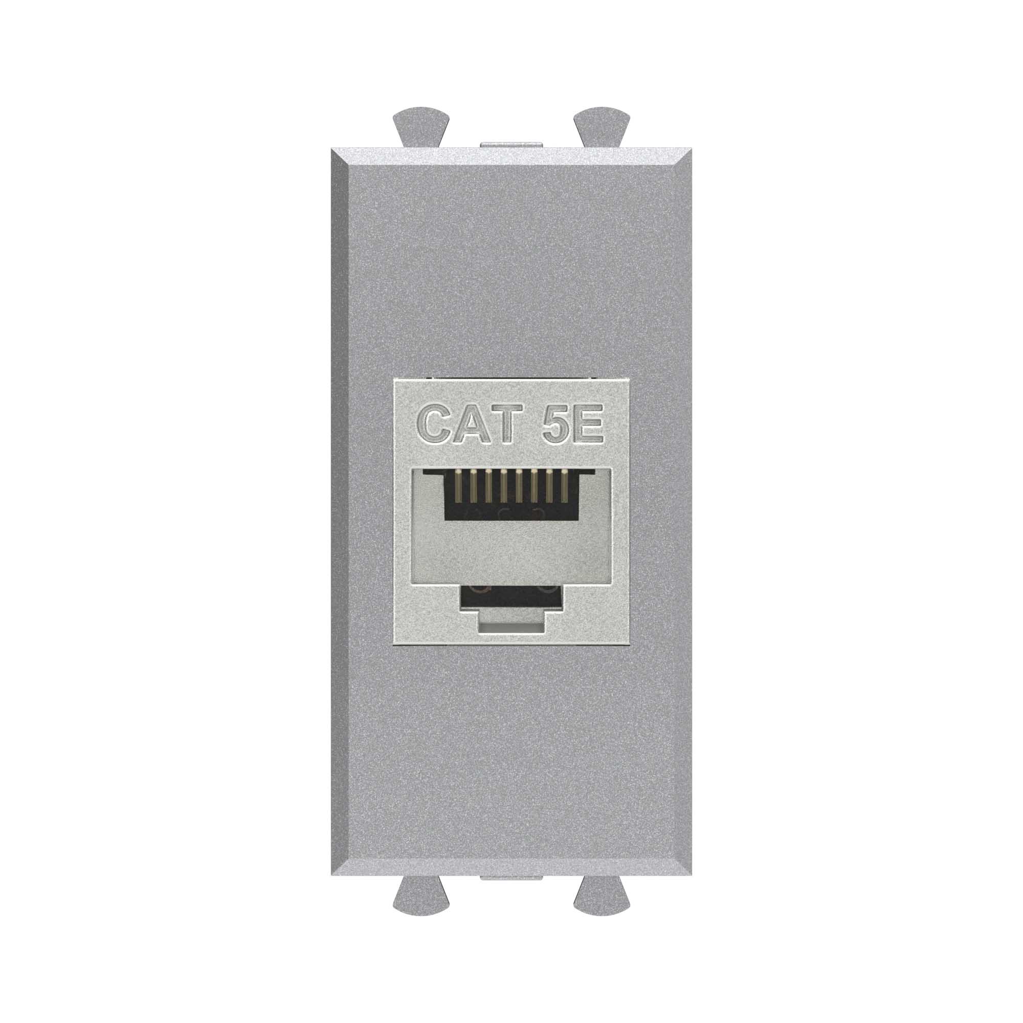 DKC Компьютерная розетка RJ-45 без шторки модульная, кат.5е экранированная, "Avanti", "Закаленная сталь", 1 модуль