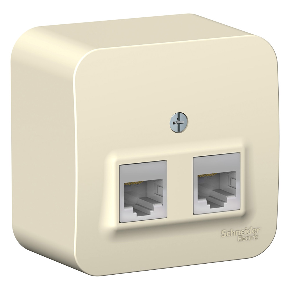 Systeme Electric Blanca наруж Молочная Розетка 2-ая компьютерная RJ45, кат.5E, изолир. пластина