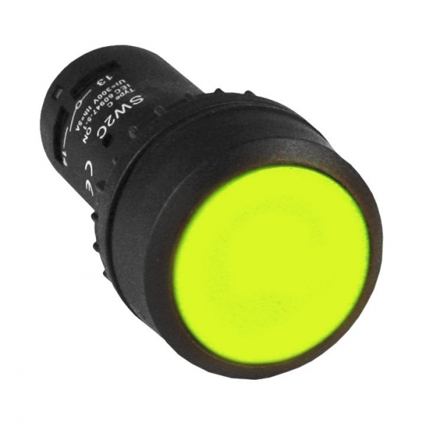 EKF PROxima Кнопка SW2C-11 с фиксацией желтая NO+NC