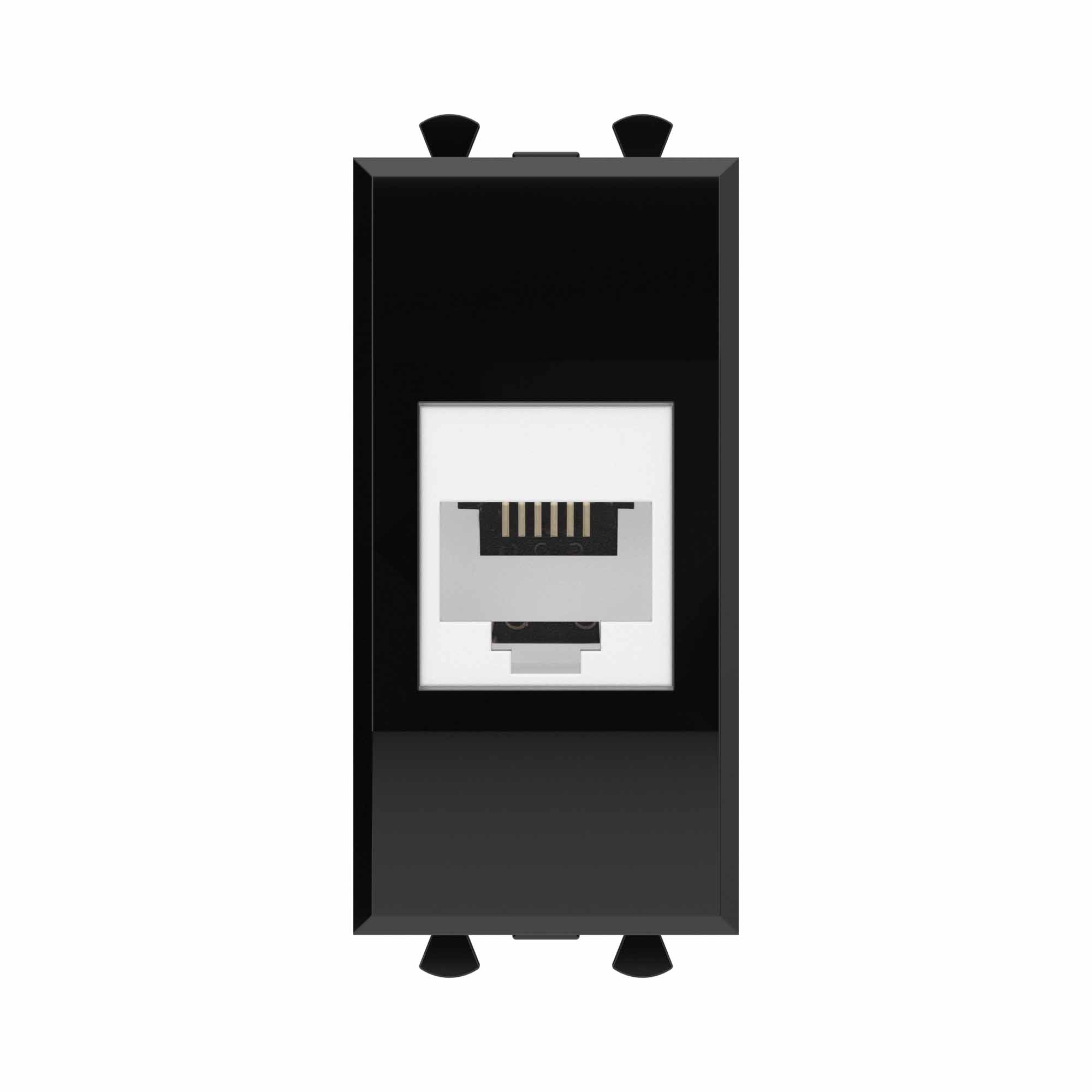DKC Телефонная розетка RJ-12 без шторки модульная, "Avanti", "Черный квадрат", 1 модуль