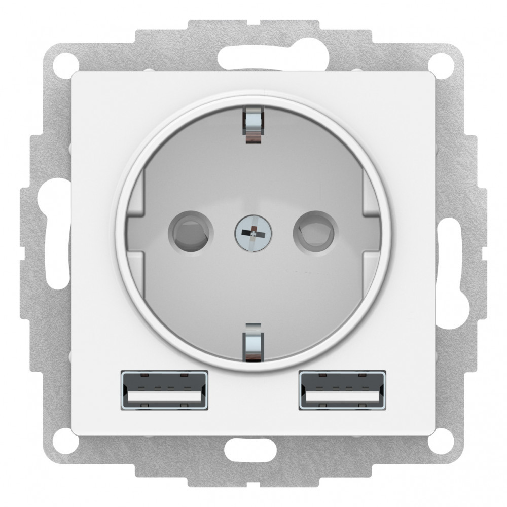 Systeme Electric AtlasDesign Лотос Розетка 16А с 2 USB A+A, 5В/2,4А, 2х5В/1,2А, механизм
