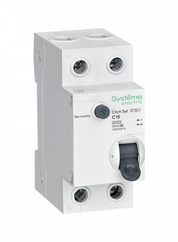 Systeme Electric City9 Set Авт. выкл. диф. тока (АВДТ) 1P+N С 16А 4.5kA 30мА Тип-A 230В