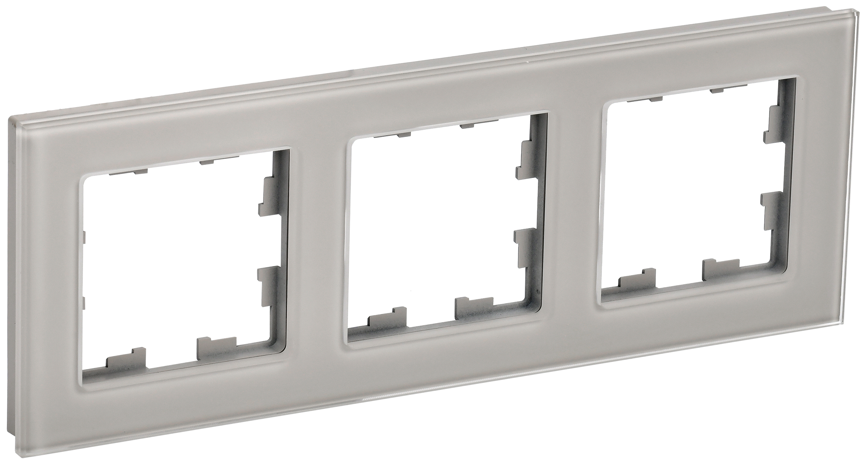 IEK BRITE DECOR Дымчатый глянец стекло Рамка 3-м РУ-3-2-БрД