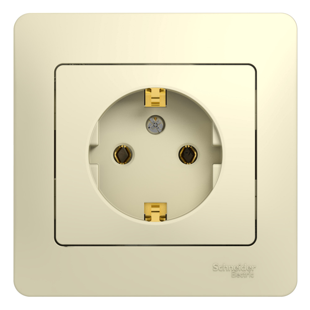Systeme Electric Glossa Беж Розетка с/з (в сборе с рамкой)