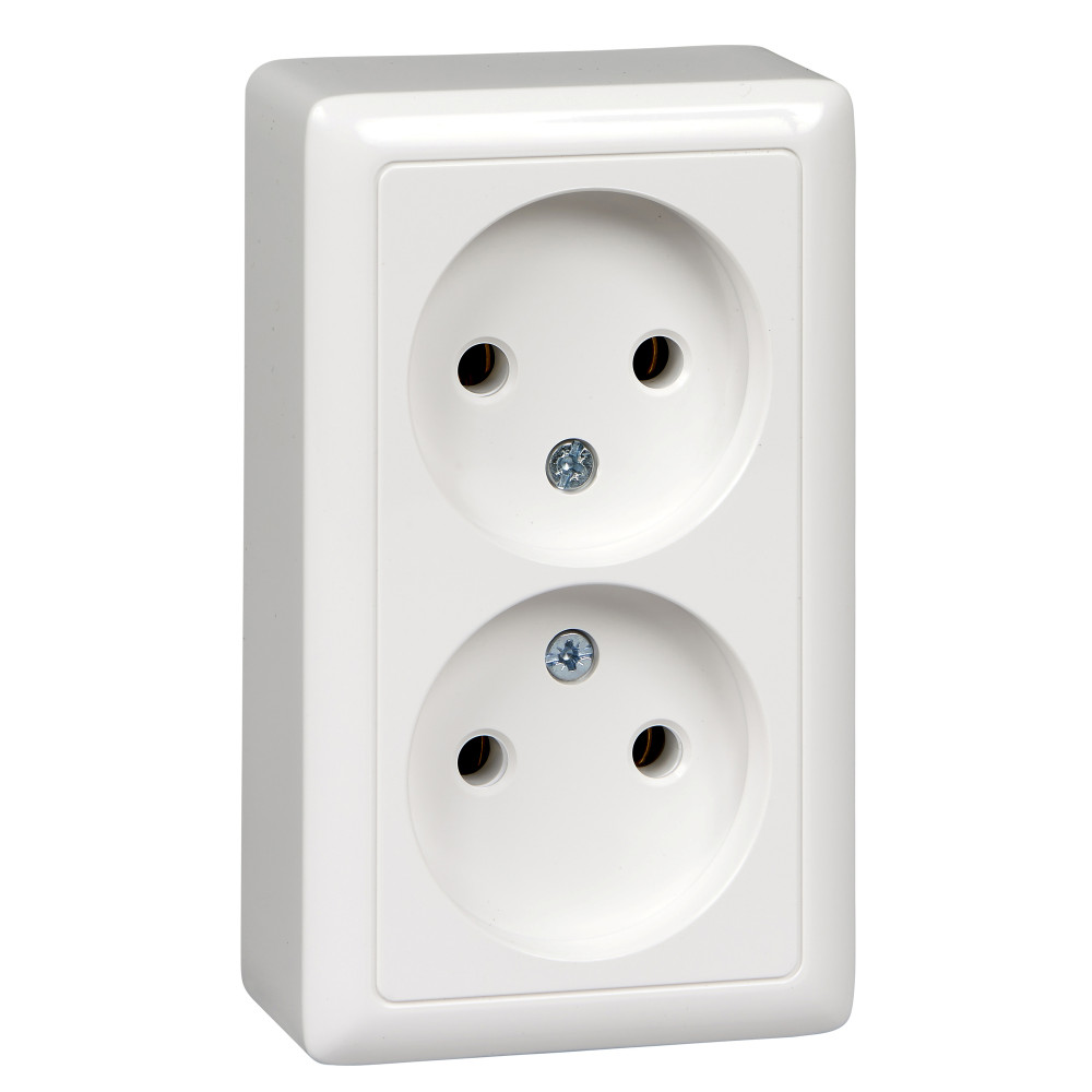 Systeme Electric ХИТ наруж Бел Розетка 2-ая б/з без шторок, 16А, 250В