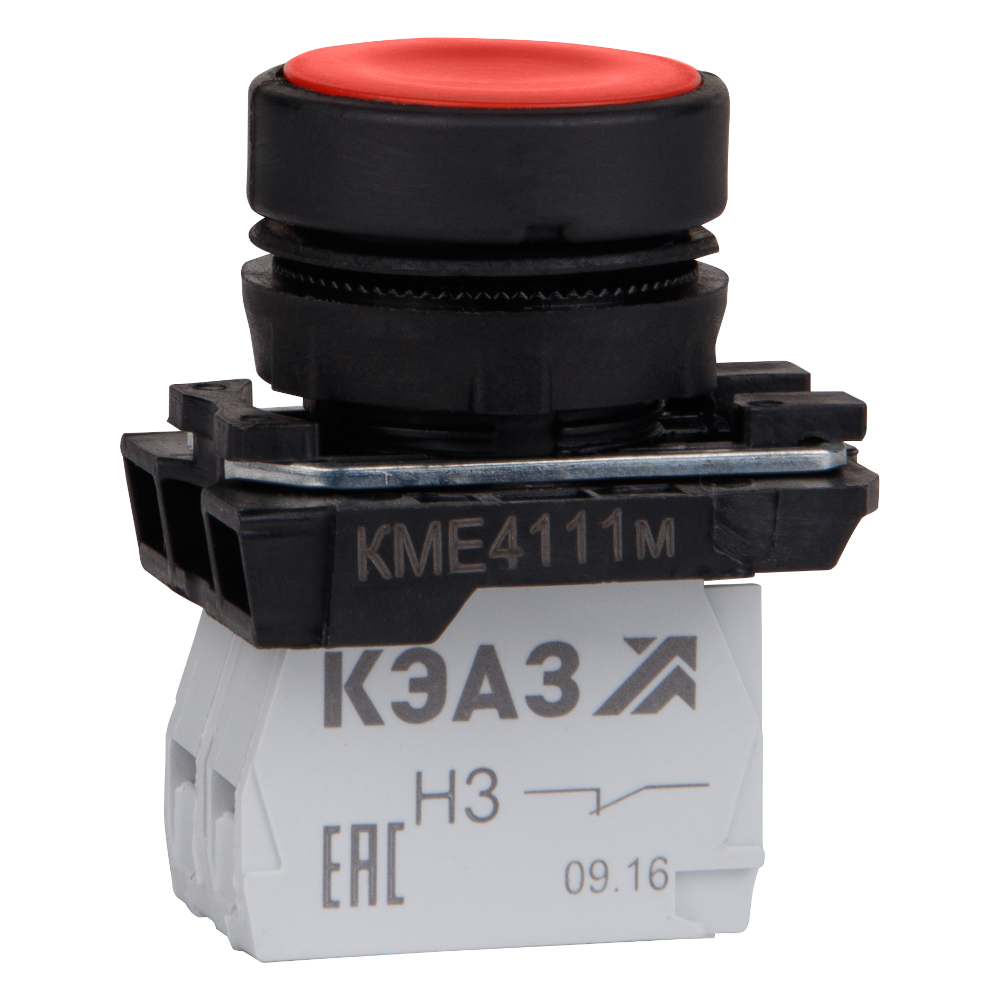 КЭАЗ Кнопка КМЕ4110мС-красный-1но+0нз-цилиндр-IP40