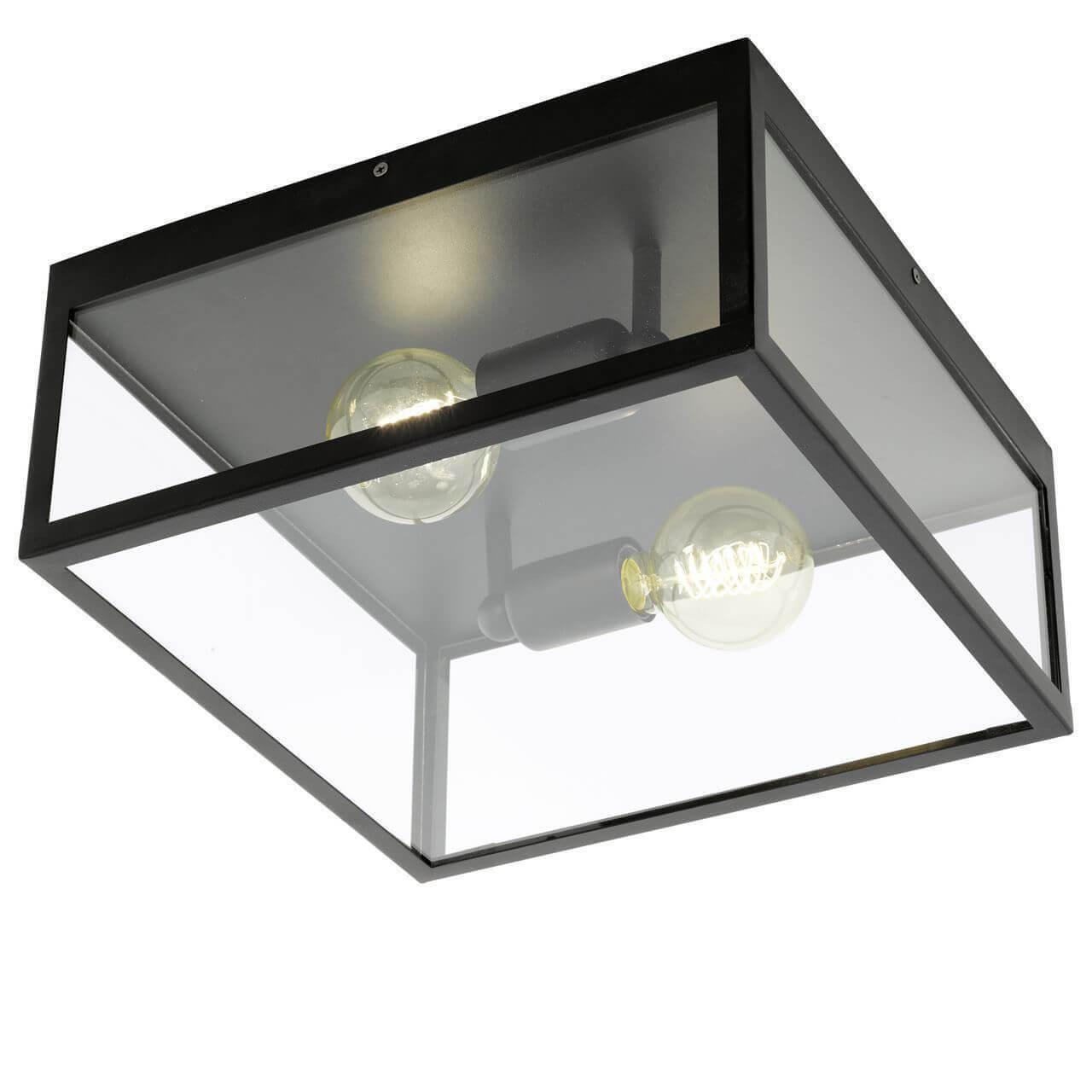 Eglo 49392 Светильник потолочный CHARTERHOUSE, 2x60W (E27), 360х360, H160, сталь, черный/стекло, прозрачн