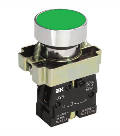 IEK LAY5 Кнопка управления LAY5-BA31 без подсветки зеленая 1з